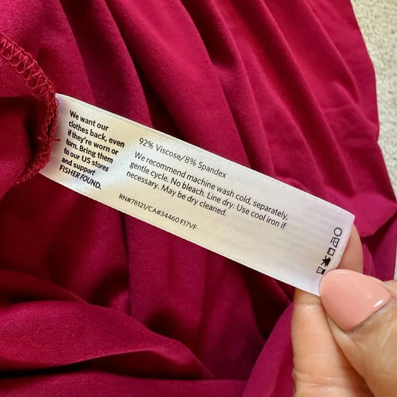 Eileen Fisher Tunic Hibiscus Red Viscose Jersey Mock Neck Caftan - Picture 9 of 16